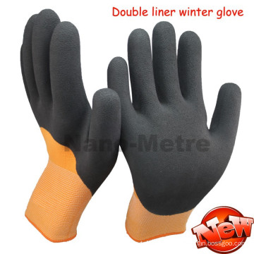 Gants chauds de sécurité de latex de NMSAFETY doublure doublée 3/4 gant de travail enduit pour l&#39;hiver